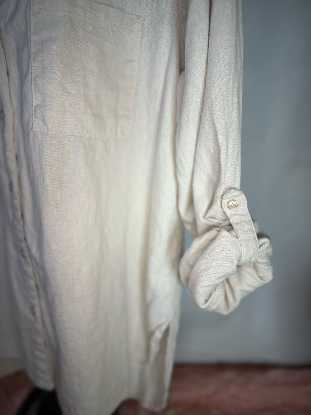 Nine West Cream Button-Up Linen Blouse Size M - Picture 5 of 6